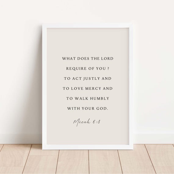Micah 6:8 Scripture Art Print, Christian Verse