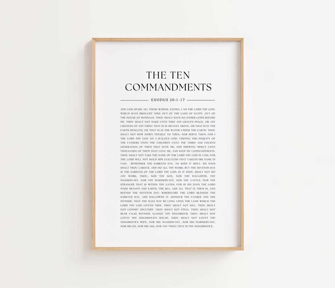 The Ten Commandments, KJV Scripture Art Print