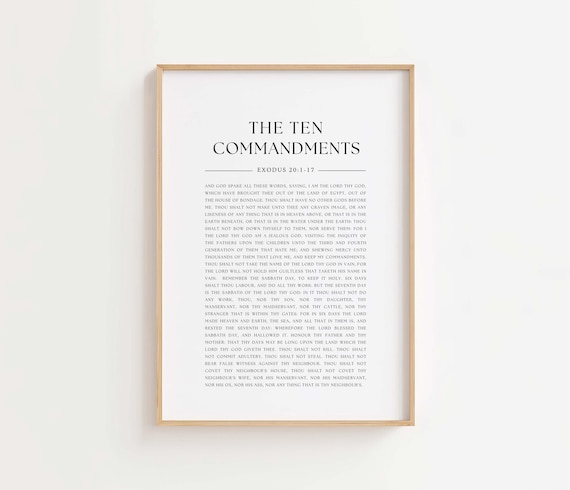The Ten Commandments, KJV Scripture Art Print