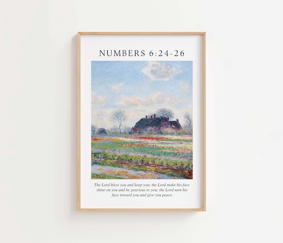 Numbers 6:24-26 Blessing Monet Style Flower Field Art Poster