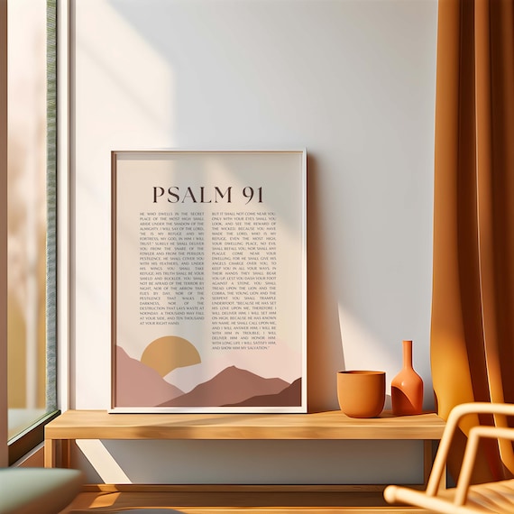 Psalm 91 Full Scripture Text Boho Desert Minimalist Art Poster