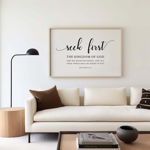 Matthew 633 Seek First The Kingdom Of God Minimalist Scripture Poster
