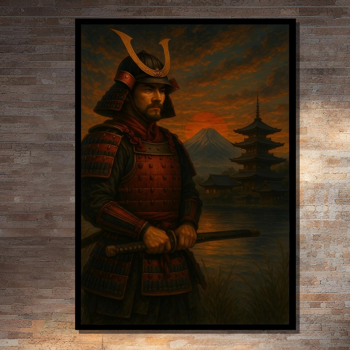 Samurai Warrior Art Print, Japanese Wall Decor