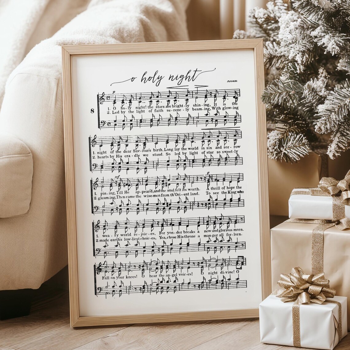 Elegant O Holy Night Vintage Christmas Carol Sheet Music Poster