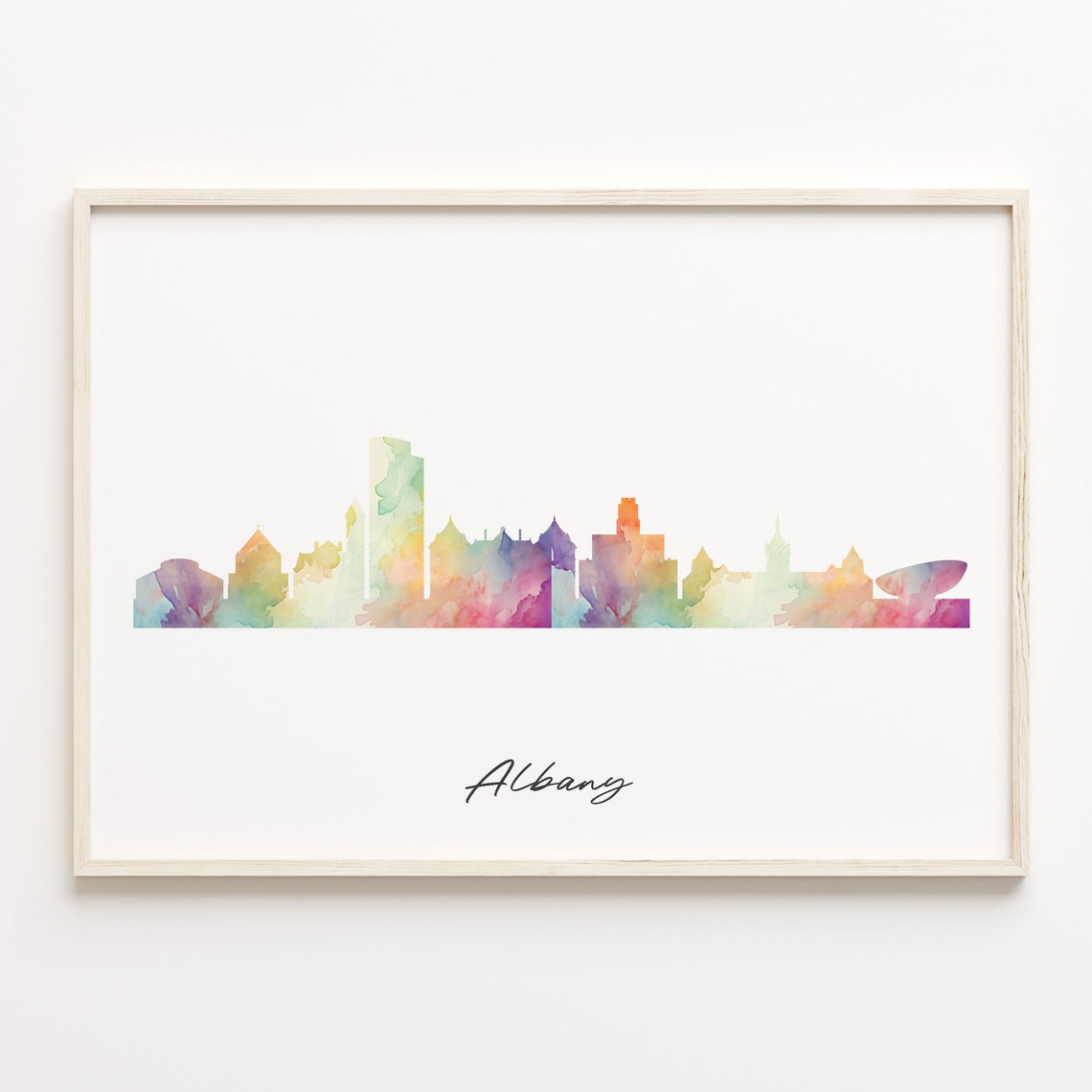 Albany New York Pastel Watercolor Skyline Cityscape Art Poster