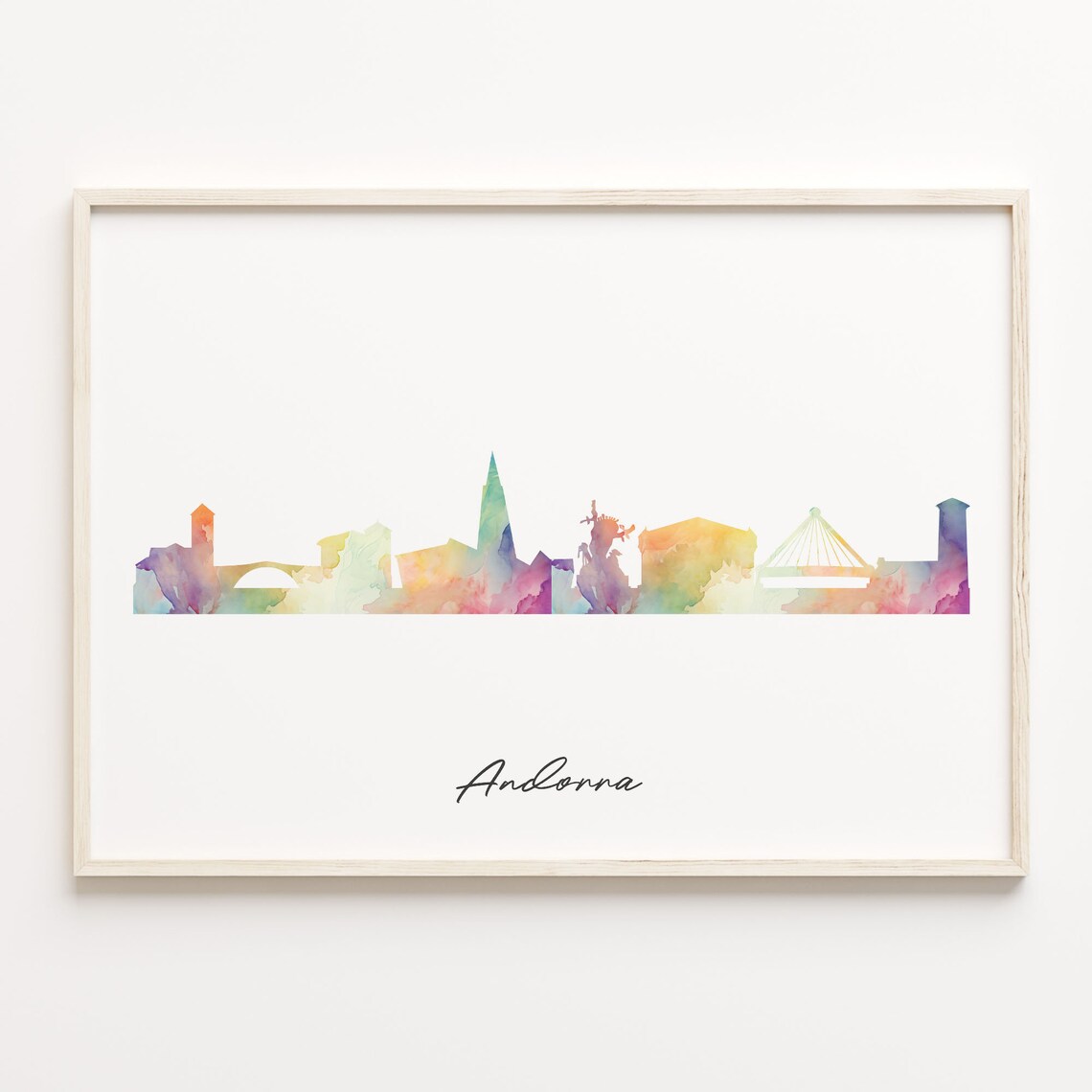 Andorra Europe Watercolor Skyline Cityscape Travel Gift Poster