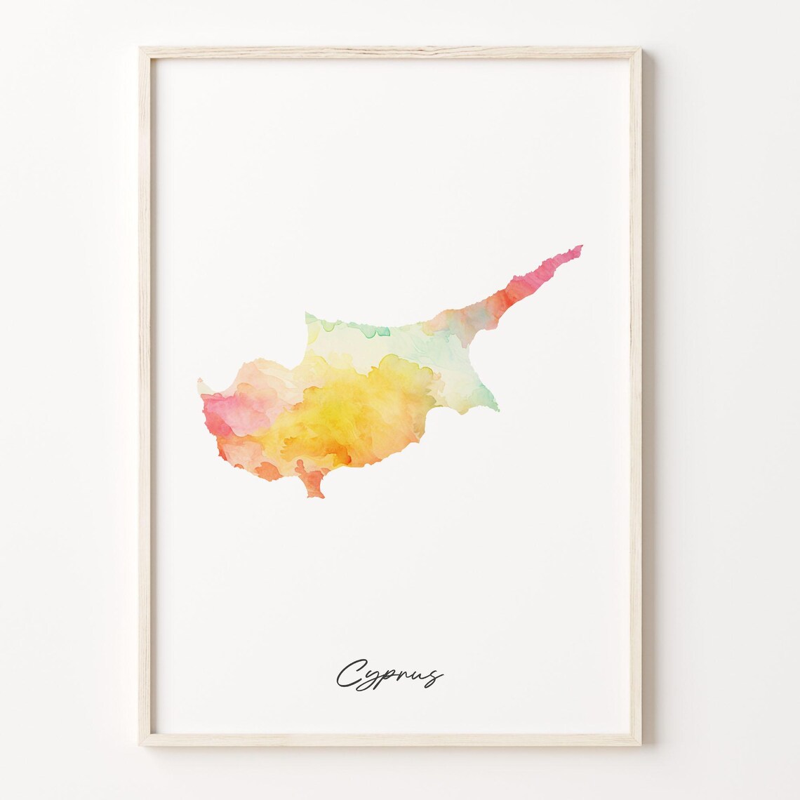 Cyprus Watercolor Map Print, Vibrant Cypriot Travel Poster