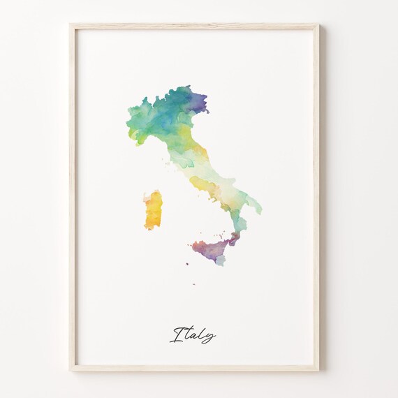 Vibrant Italy Watercolor Map Country Art Poster For Travel Lovers