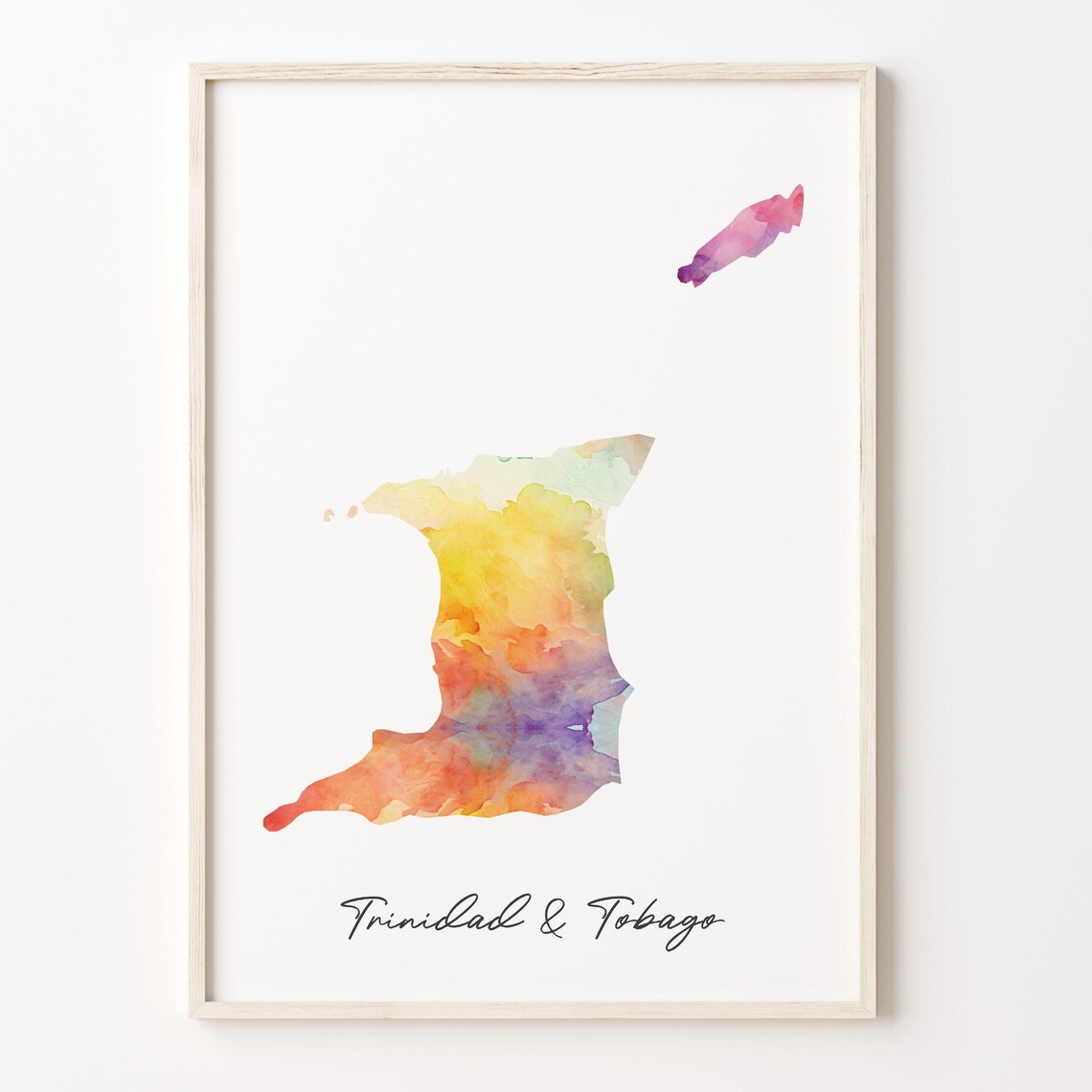 Trinidad and Tobago Watercolor Country Map Minimalist Poster