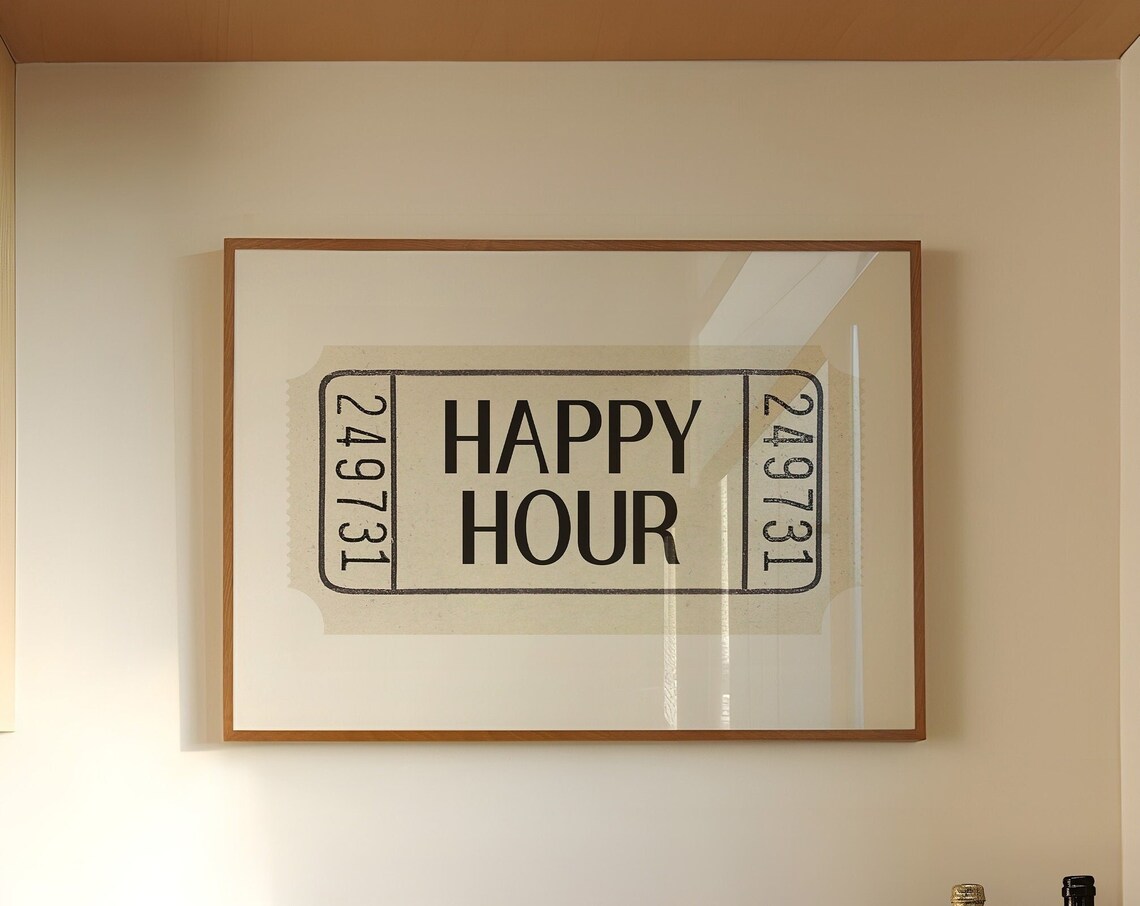 Happy Hour Bar Cart Cocktail Wall Art, Trendy - Image 2