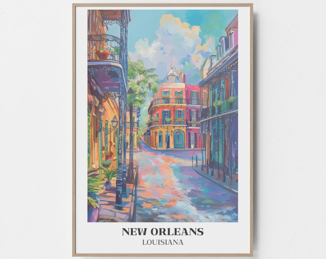 New Orleans Vintage Travel Poster, French Quarter