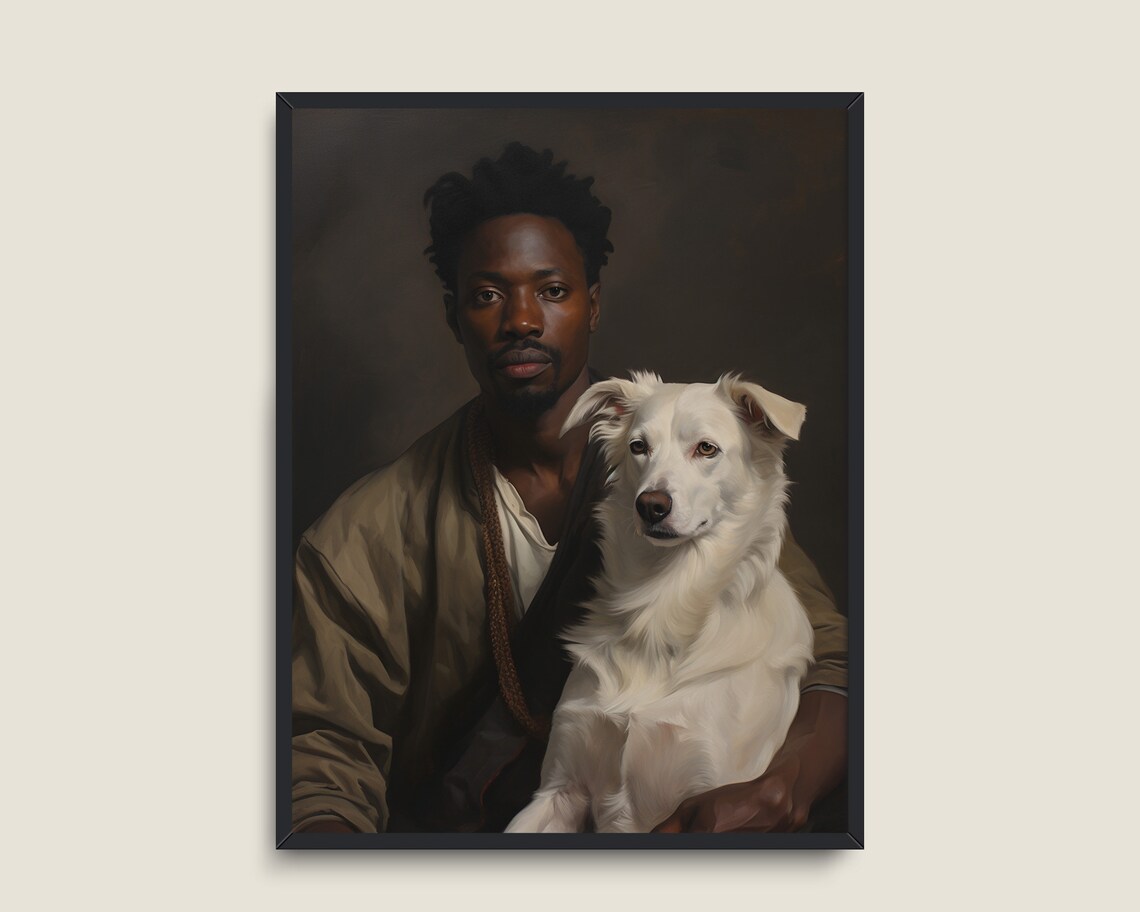 Black People Vintage Art, Dark Academia Portrait - Image 3