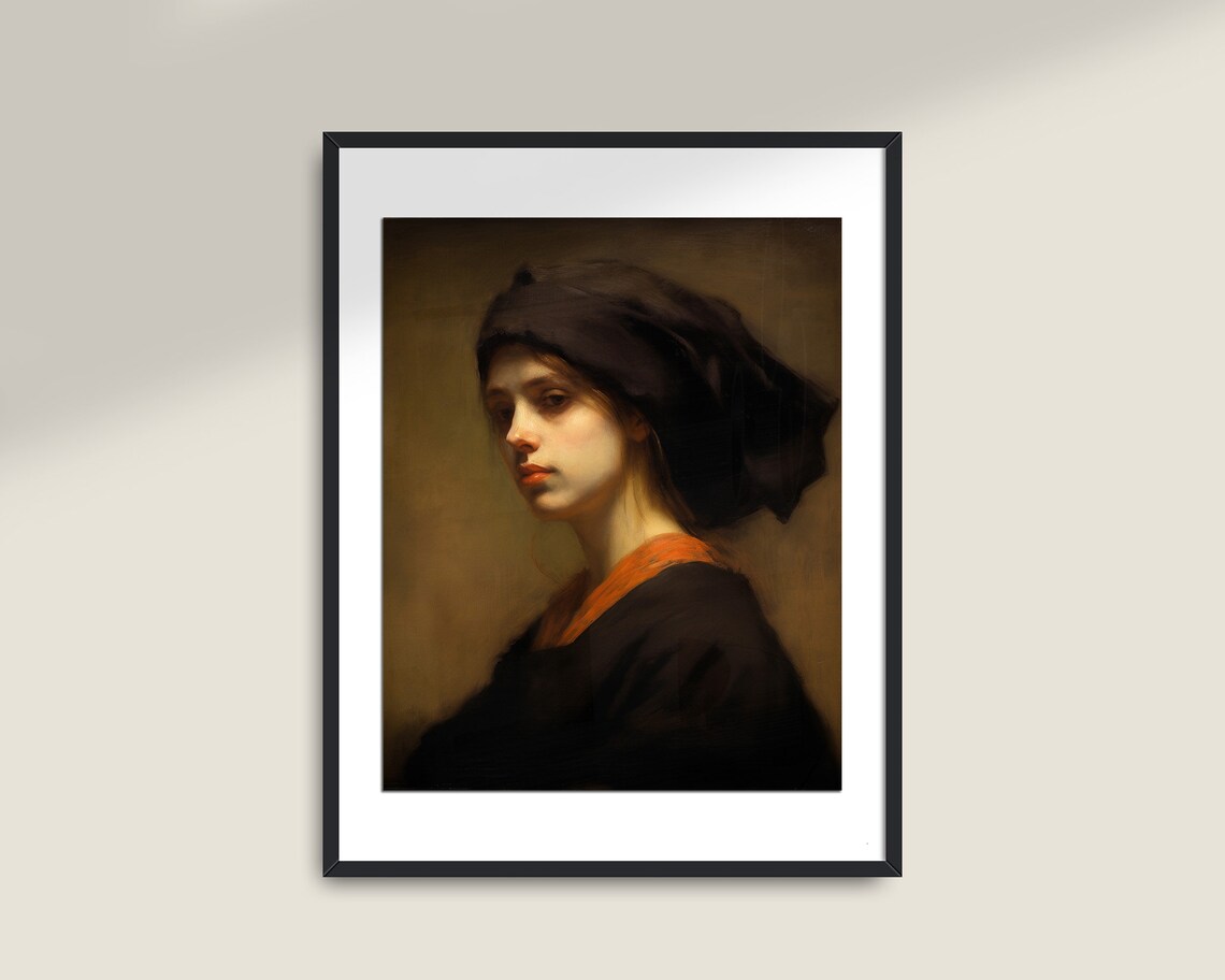 Moody Victorian Woman Portrait, Vintage Art Print - Image 2