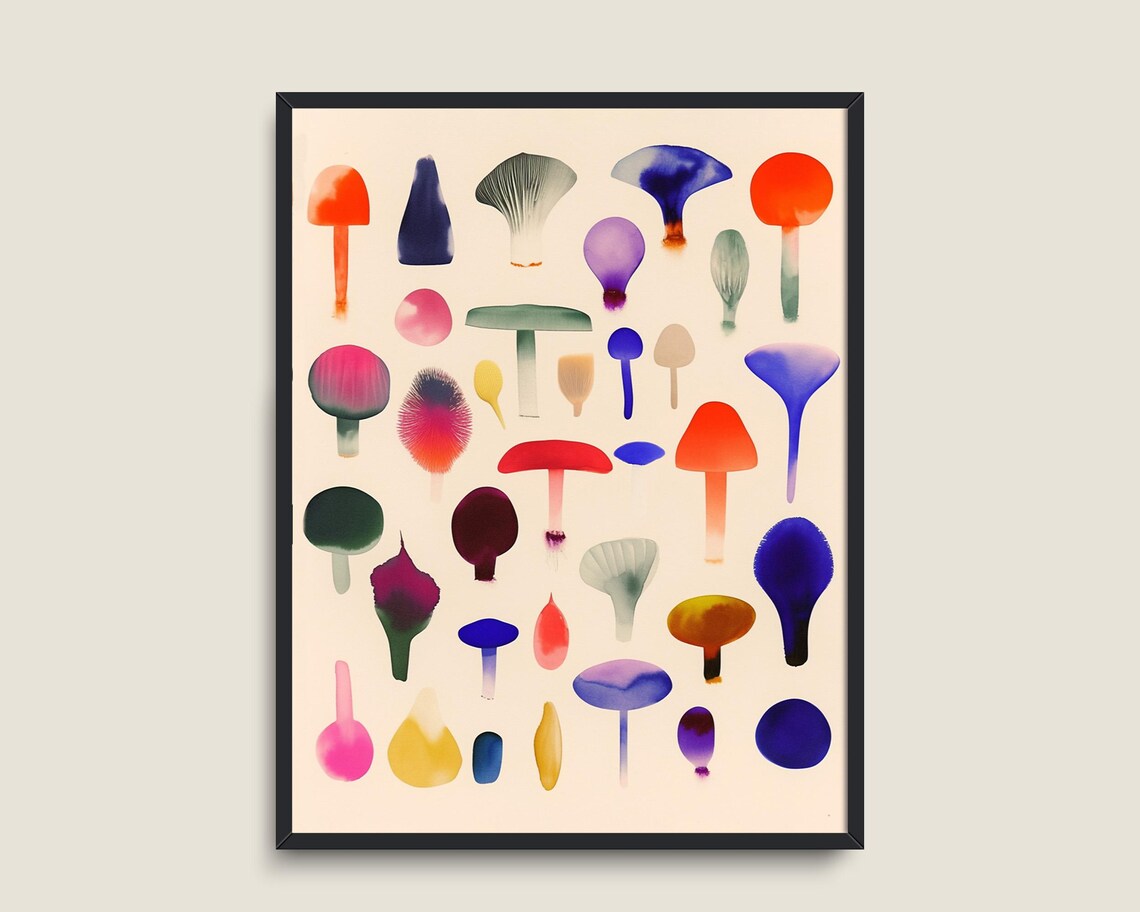 Colorful Mushroom Mycology Chart Mid Century Botanical Art Poster - Image 3