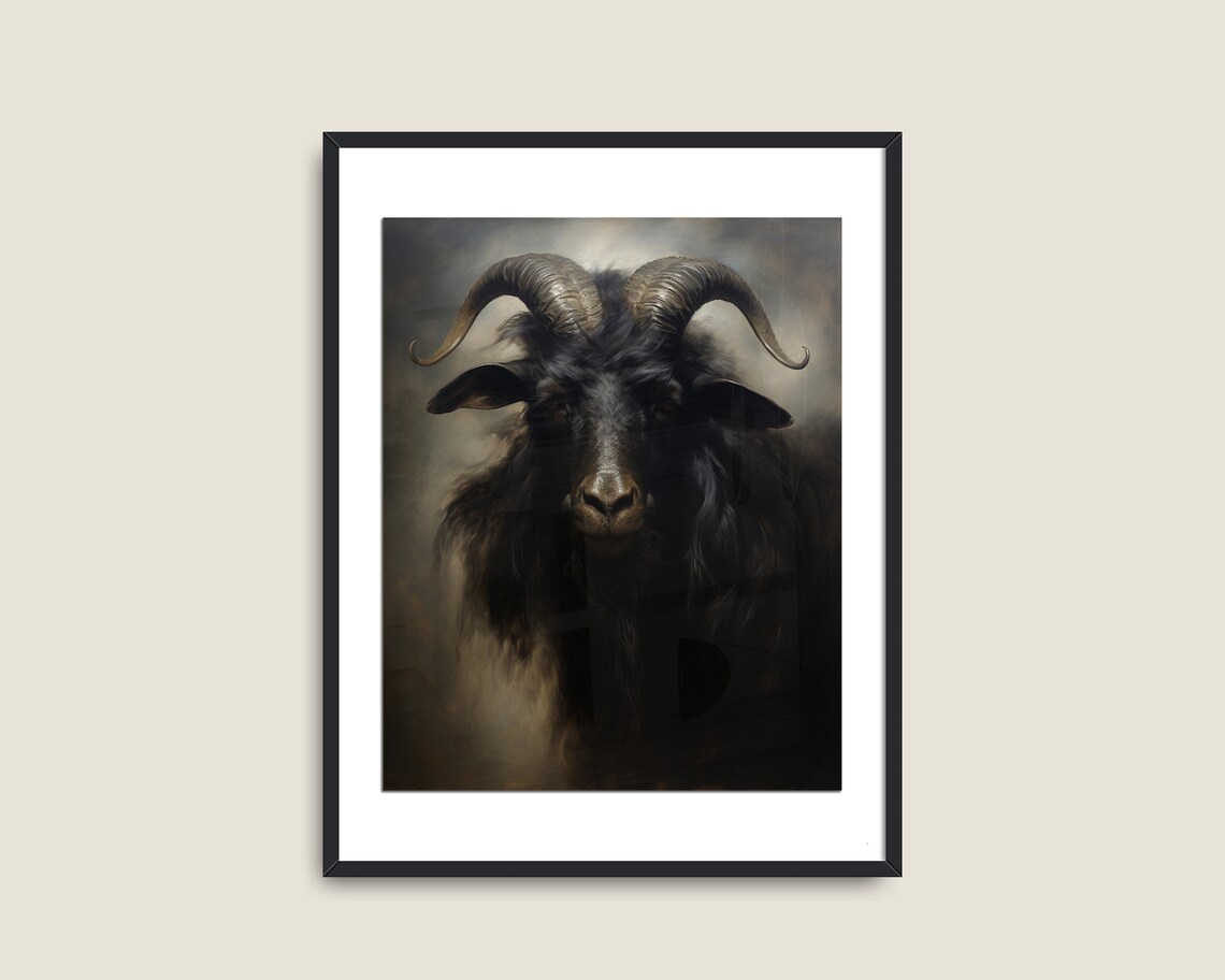 Black Goat Art Print, Dark Academia Wall Decor - Image 2