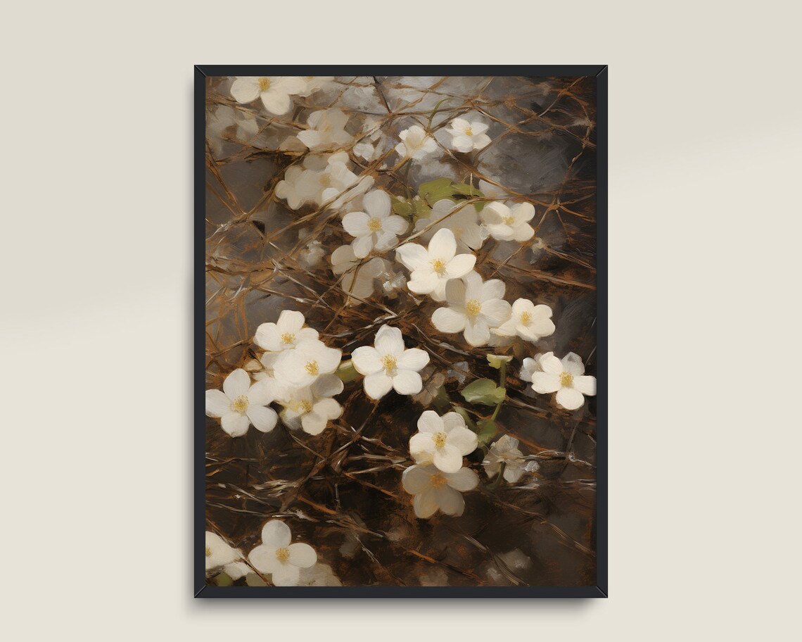 Vintage Botanical Floral Art Print, Dark Academia - Image 3