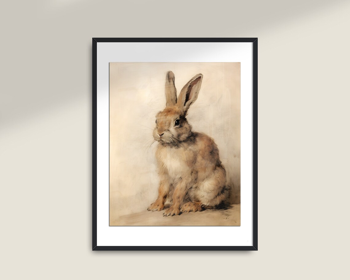 Vintage Rabbit Prints, Antique Farmhouse Art - Image 2