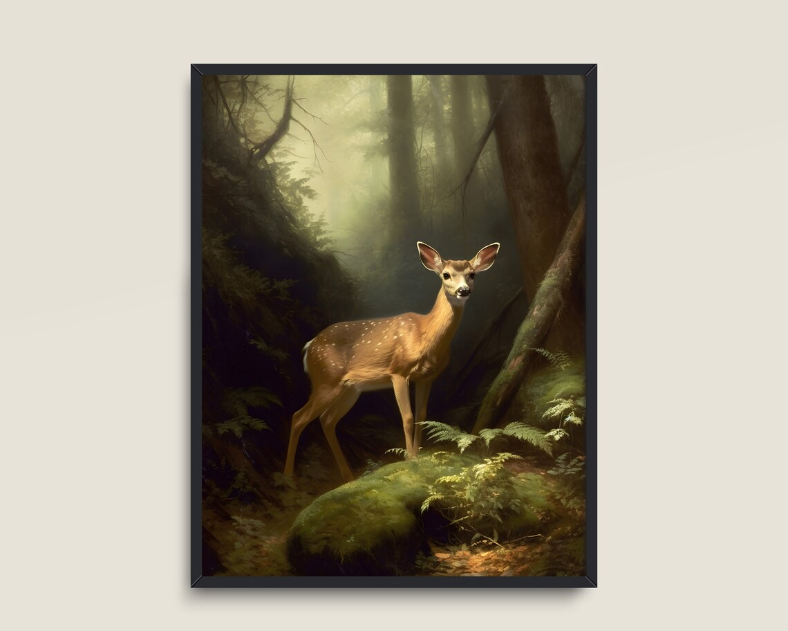 Deer Landscape Vintage Wall Art, Light Academia Decor - Image 3