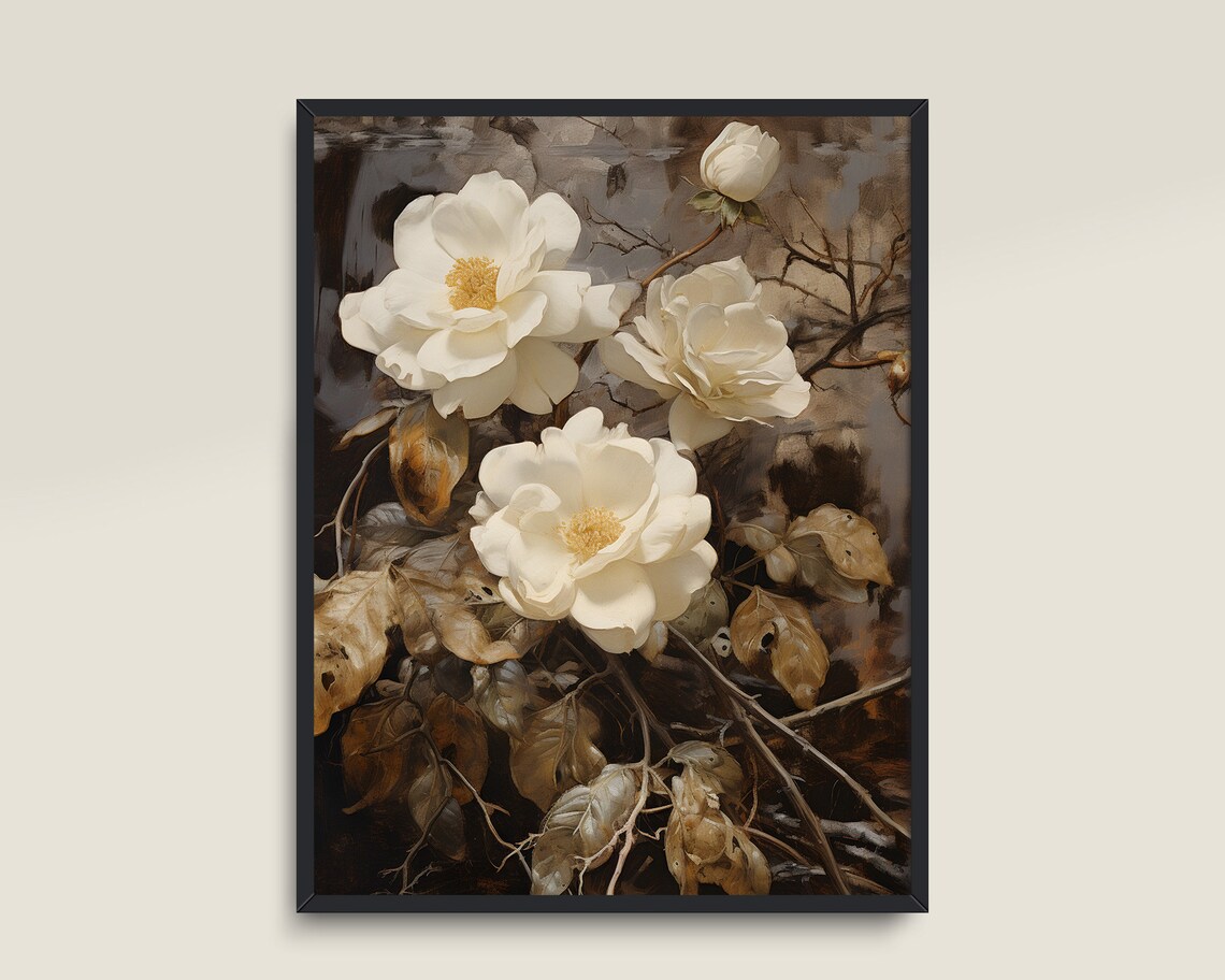 White Roses Painting, Antique Botanical Art Print - Image 3