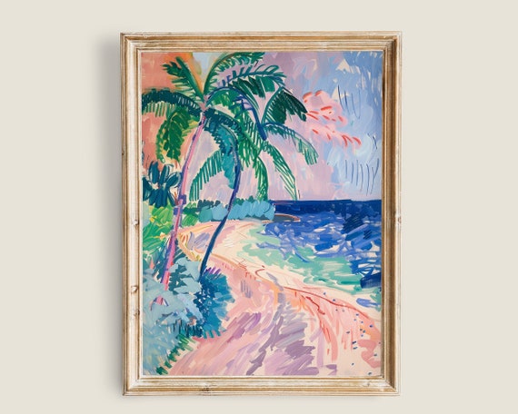 Pink Beach Tropical Island Pastel Pink Summer Print Landscape Colorful Art Wall Art Henri Matisse Print