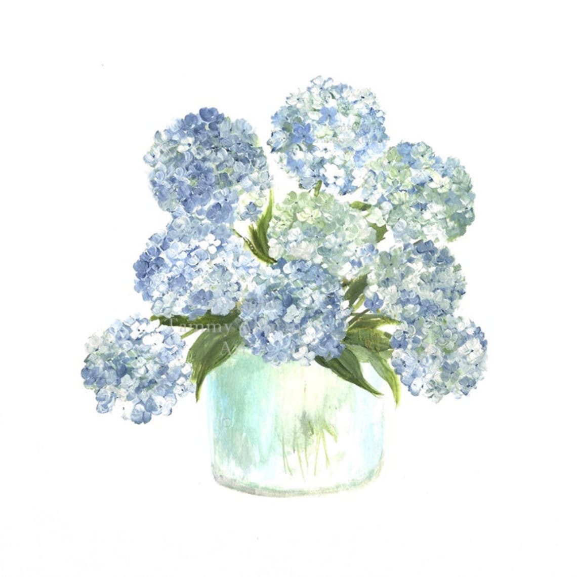 Watercolor Hydrangea Series 1, Botanical Art Print
