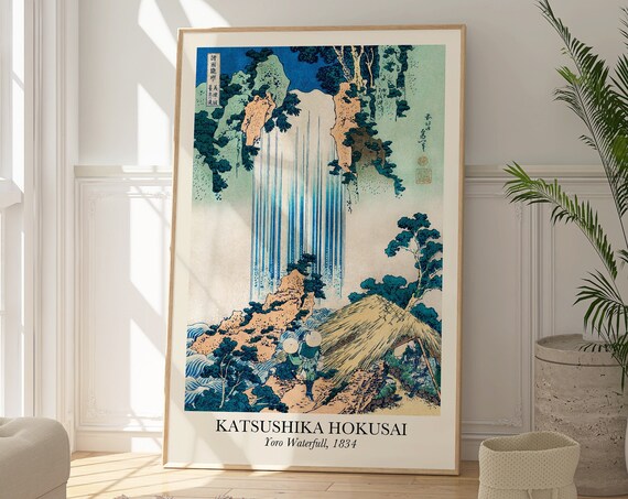 Hokusai Yoro Waterfall 1834 Japanese Woodblock Falls Nature Print