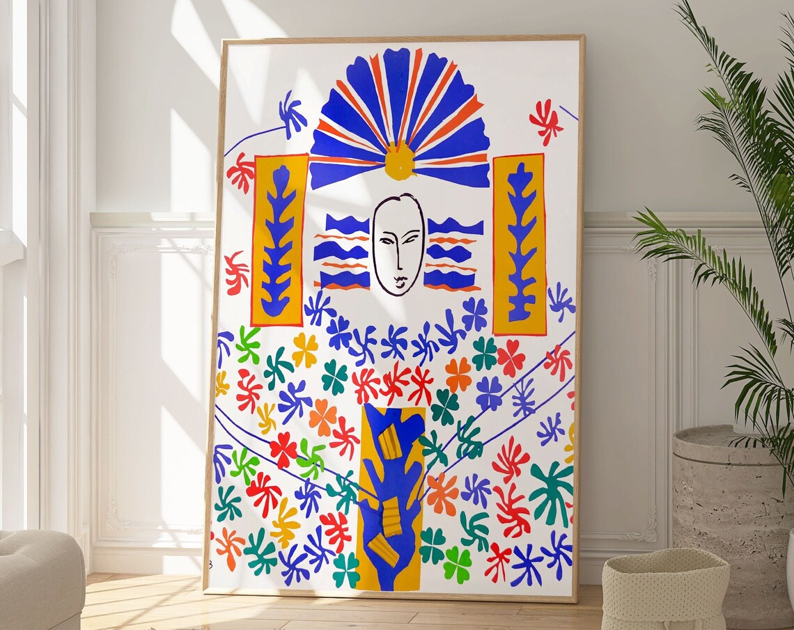 Matisse La Gerbe 1953 Vertical Colorful Cutout Floral Mural Print