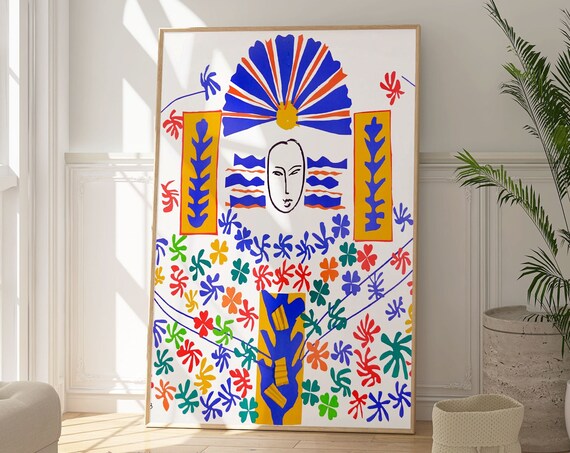 Matisse La Gerbe 1953 Vertical Colorful Cutout Floral Mural Print