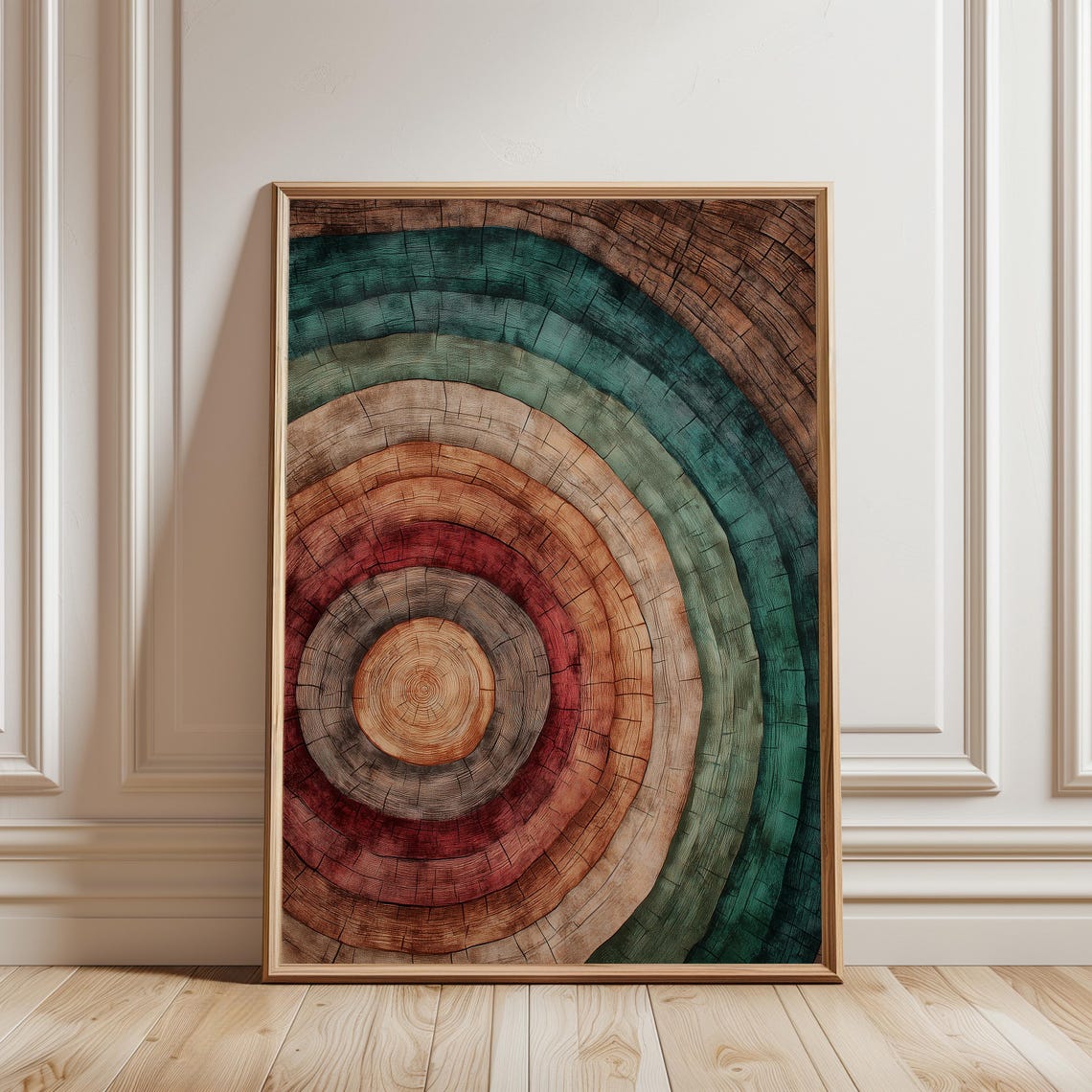 Golden Warm Tree Rings Concentric Circles Earthy Abstract Wall Art