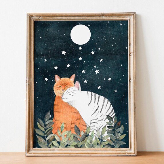 Tabby Cat Celestial Nursery Art Print