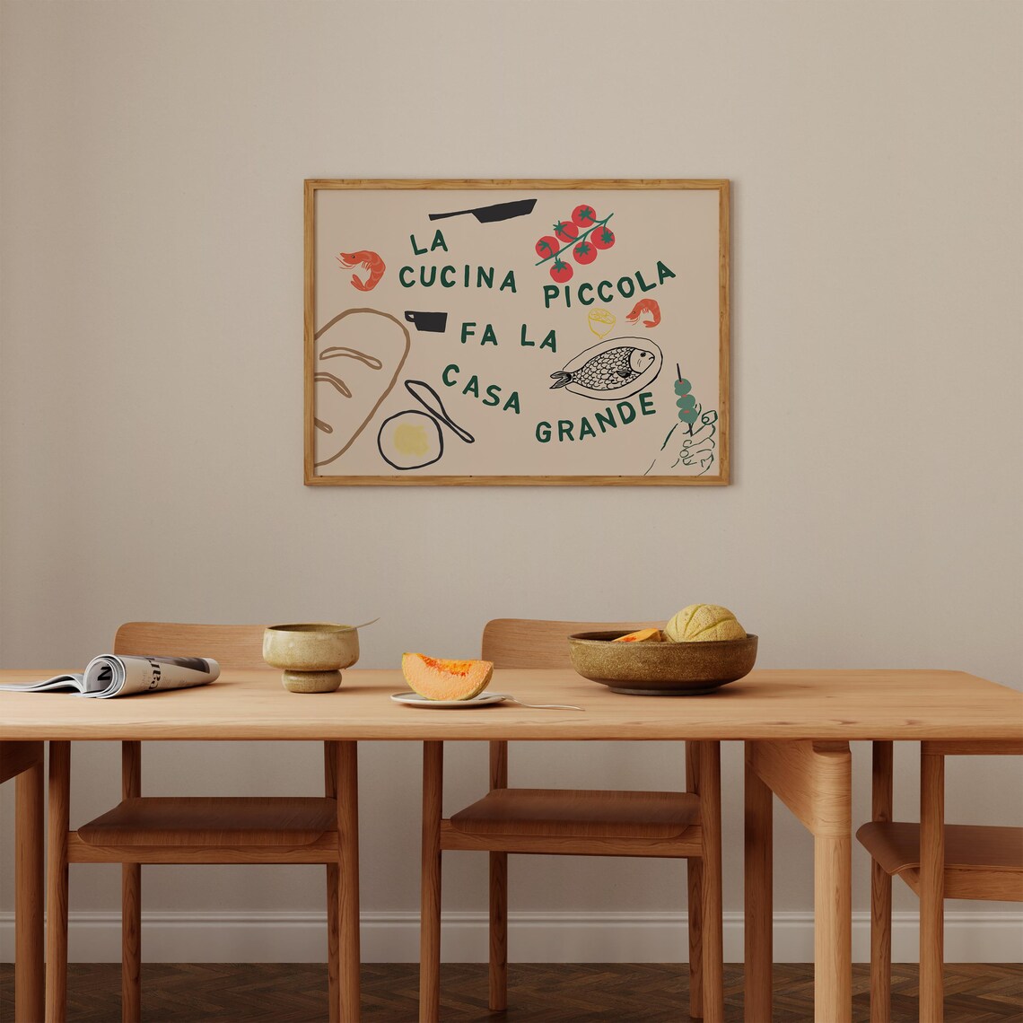 La Cucina Piccola Fa La Casa Grande Italian Kitchen Quote Poster