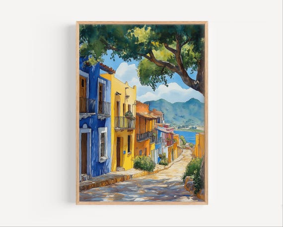 Aguascalientes Watercolor Painting Travel Poster Or Canvas Print Mexico Wall Art Gift Central Mexican Town