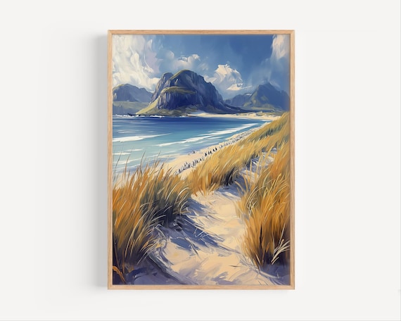 Falkland Islands Oil Painting Islas Malvinas Poster Or Canvas Print Island Penguins Wall Art Gift Map Style
