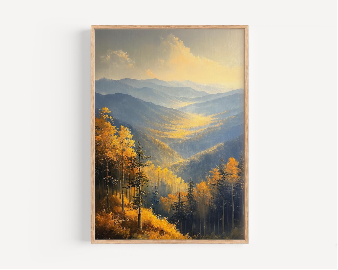 Great Smoky Mountains Oil Painting Travel Poster