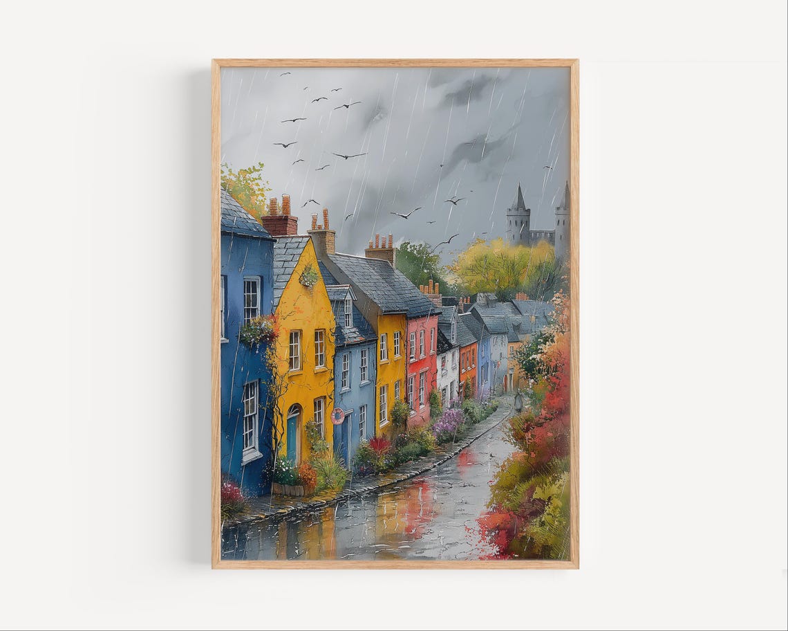 Cork Ireland City Street Watercolor Painting Republic Of Poster Print Or Canvas Irish Travel Gift County Oil Paint Style Art