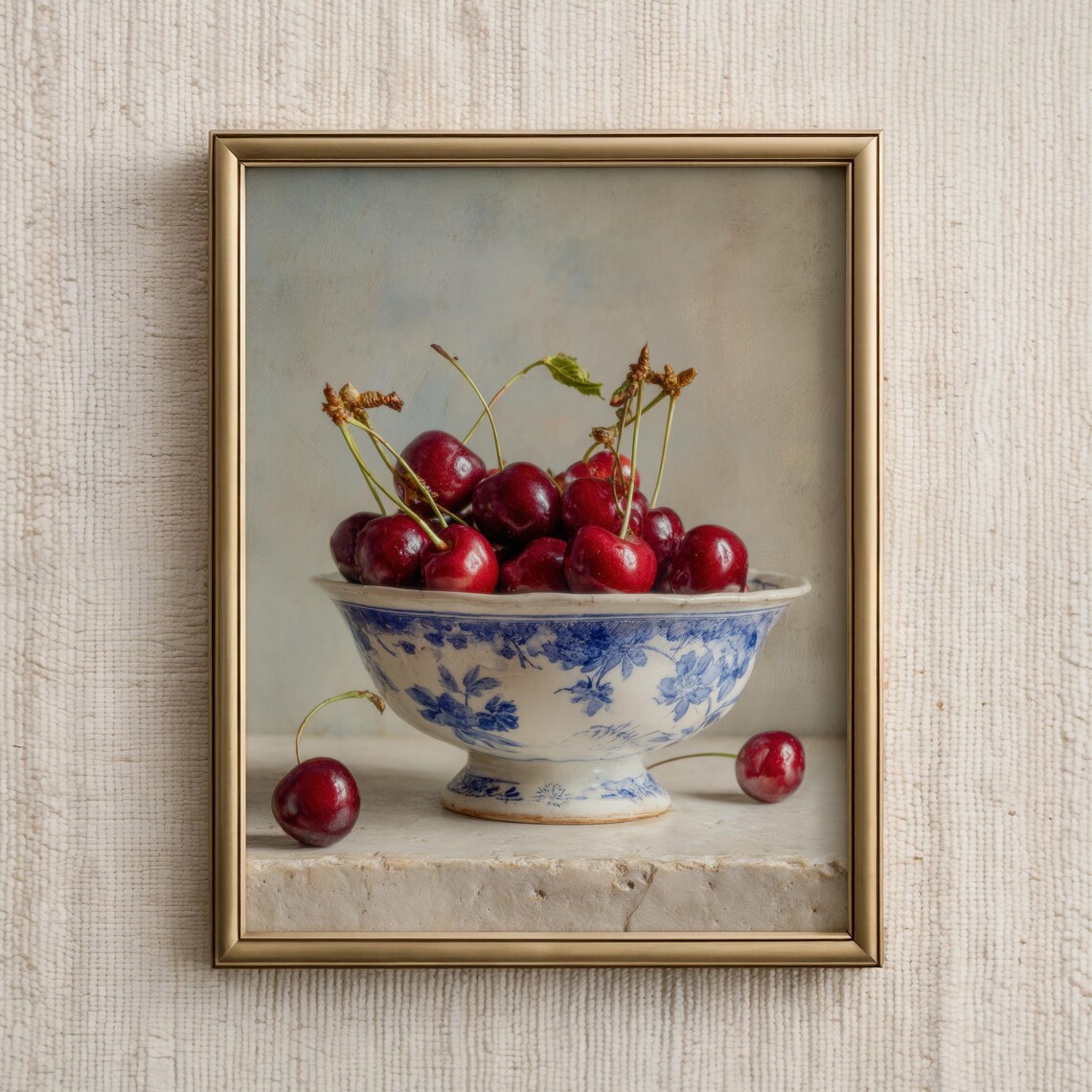 Vintage Cherry Still Life Print, Cottage Core Kitchen Decor