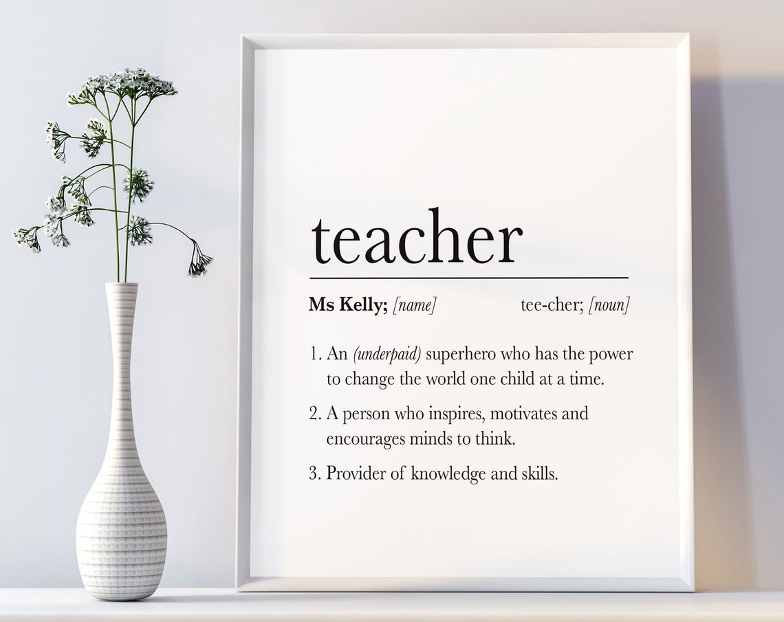 Teacher Dictionary Definition Poster Appreciation Gift for Educators