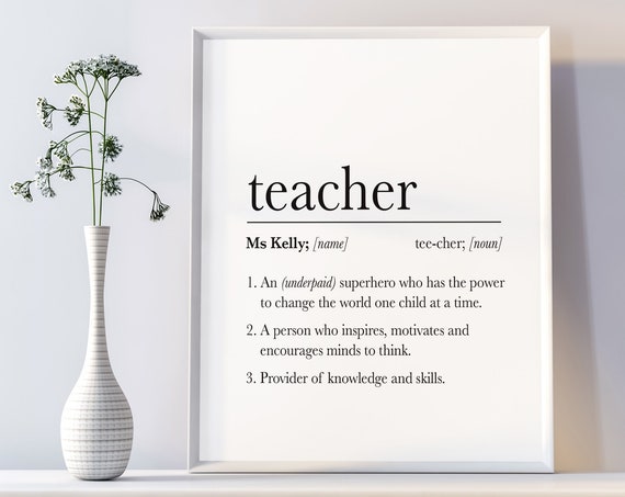 Teacher Dictionary Definition Poster Appreciation Gift for Educators
