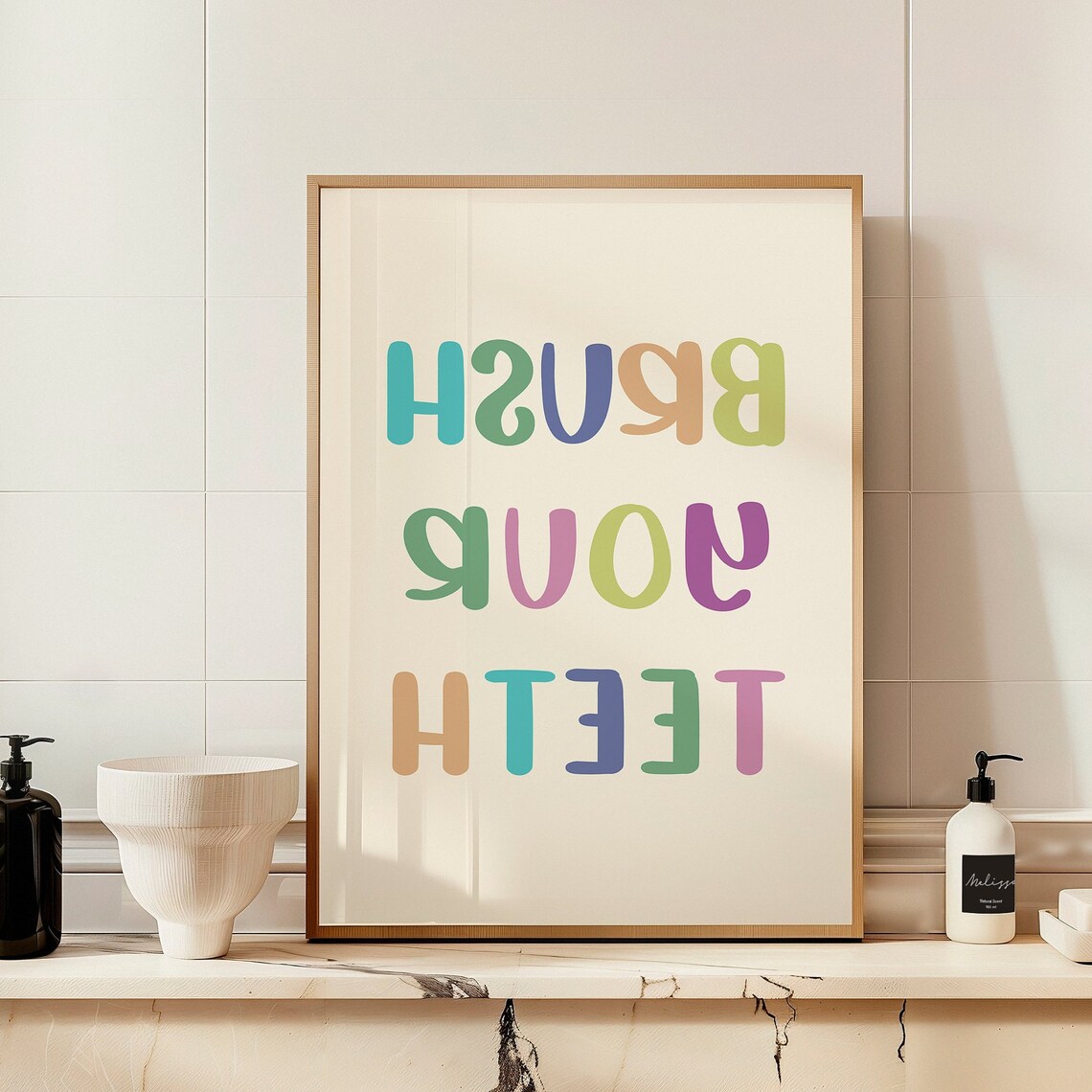 Brush Your Teeth Poster, Boho Minimalist Decor