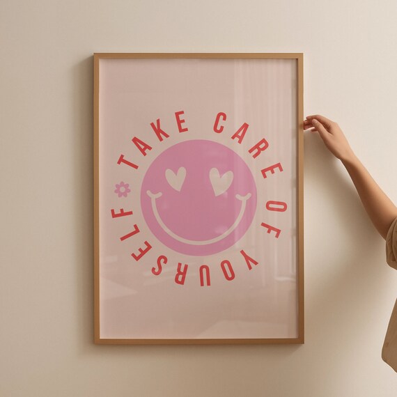 Cute Self Care Wall Art Print Retro Wall Print Cute Print Wall Art Print Hippie Wall Decor Art Retro Poster