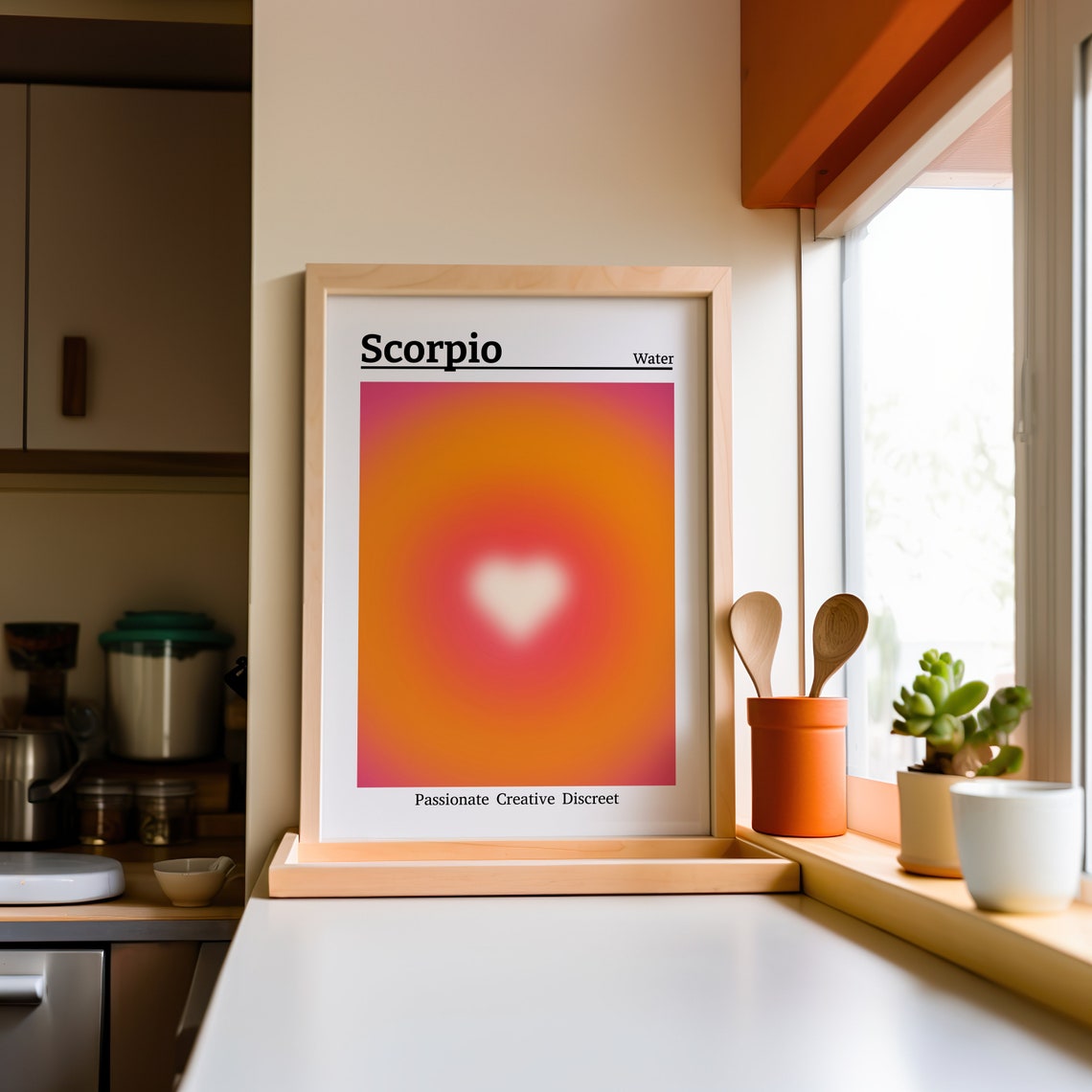 Scorpio Zodiac Heart Aura Gradient Astrology Sign Wall Poster - Image 3