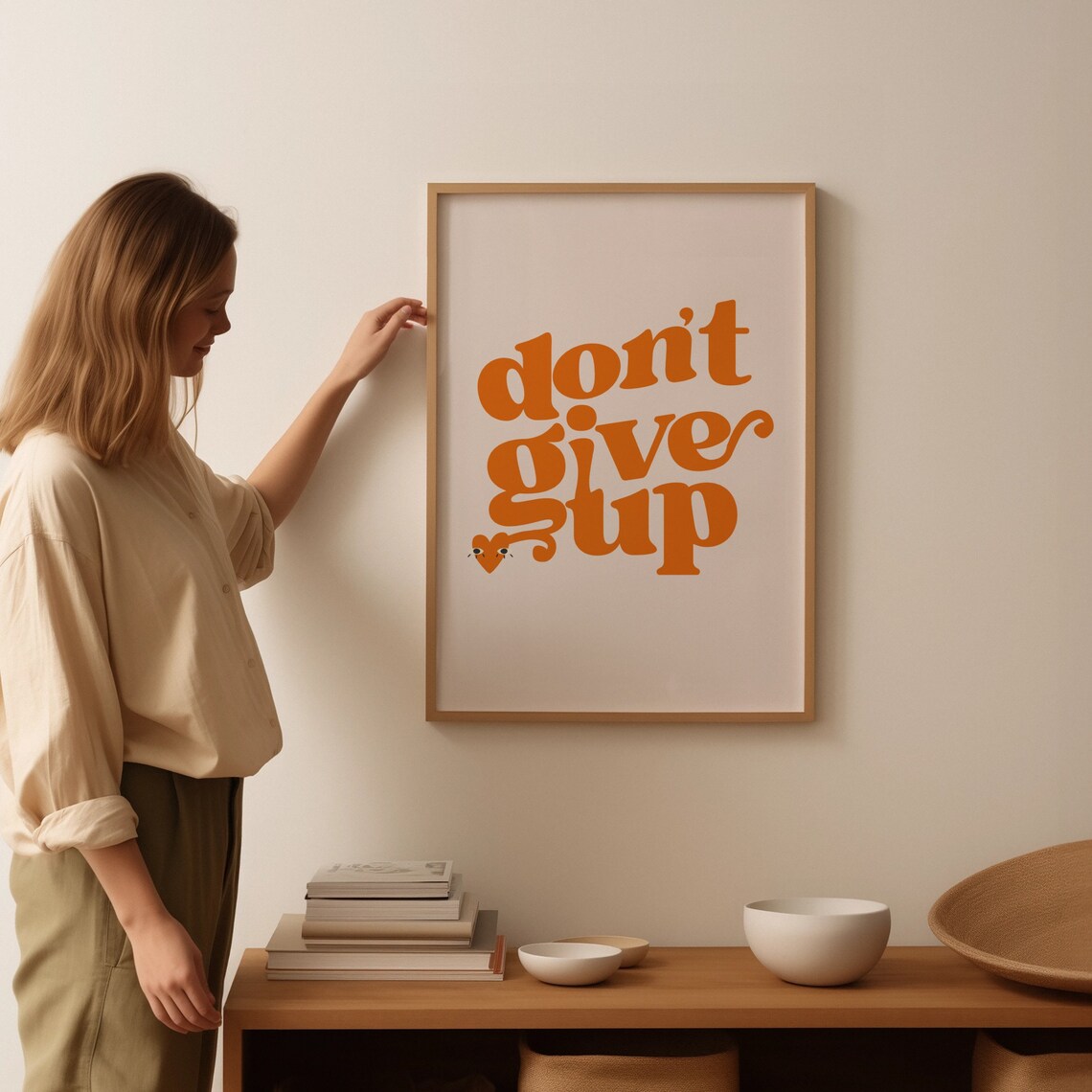 Dont Give Up Orange Groovy Retro Typography Encouragement Art Poster - Image 3