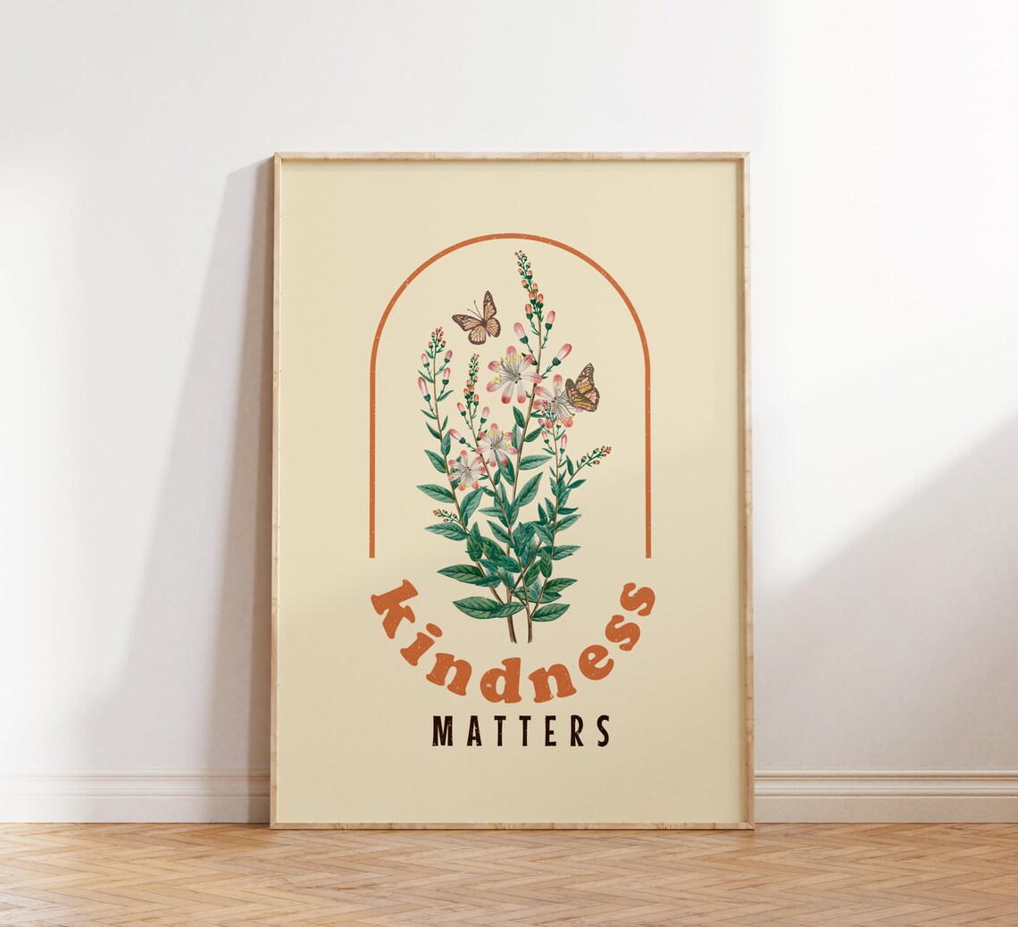 Kindness Matters Retro 70s Quote Art Print