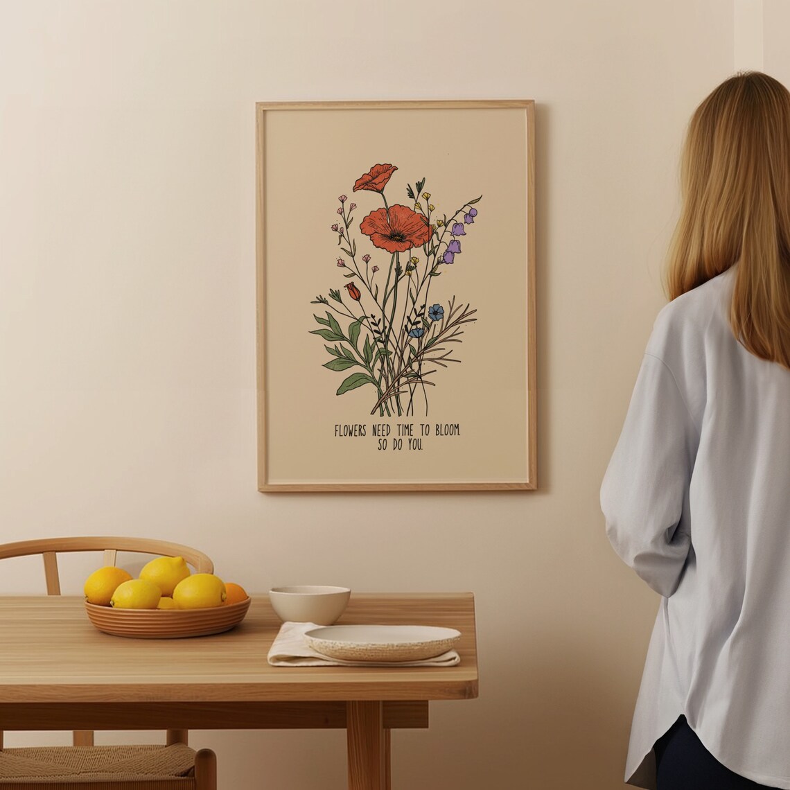 Flowers Need Time To Bloom Wildflower Hippie Quote Art Poster - Image 3