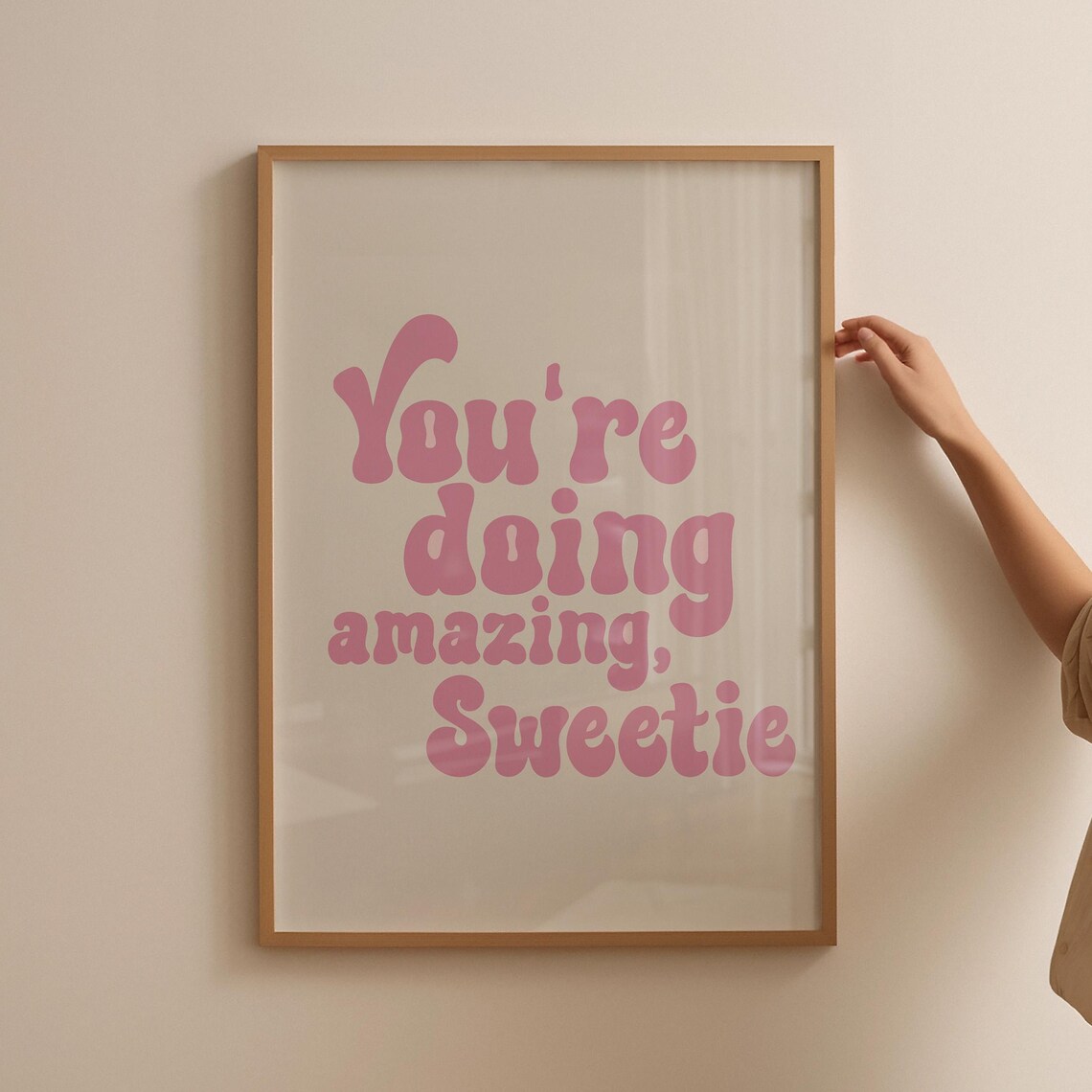 Cute You're Doing Amazing Sweetie Pink Retro Script Quote Poster - Image 4