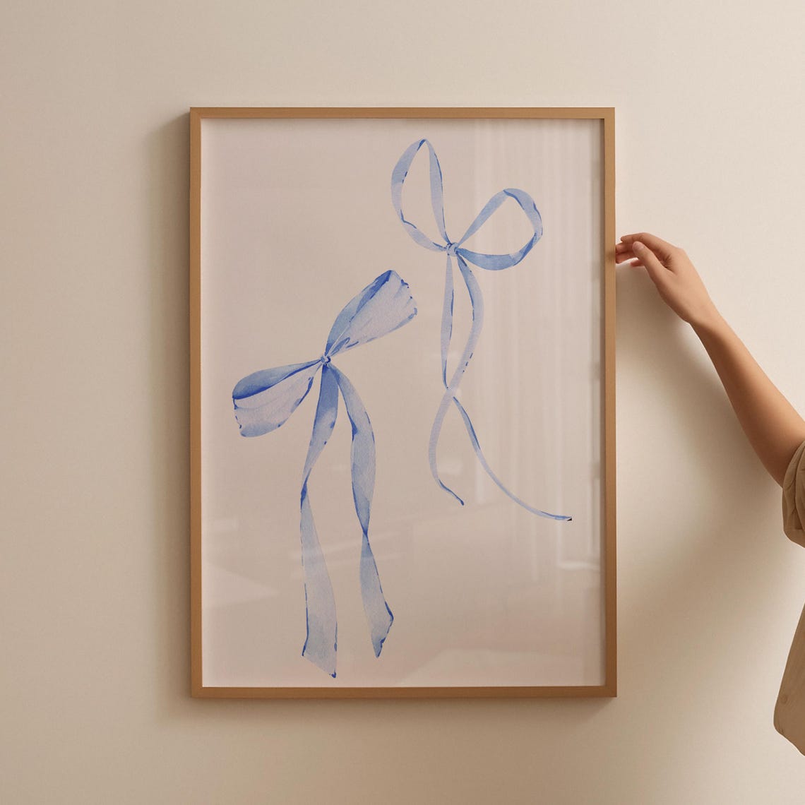 Blue Watercolor Bows Ribbon Aesthetic Minimal Decorative Poster - Image 4