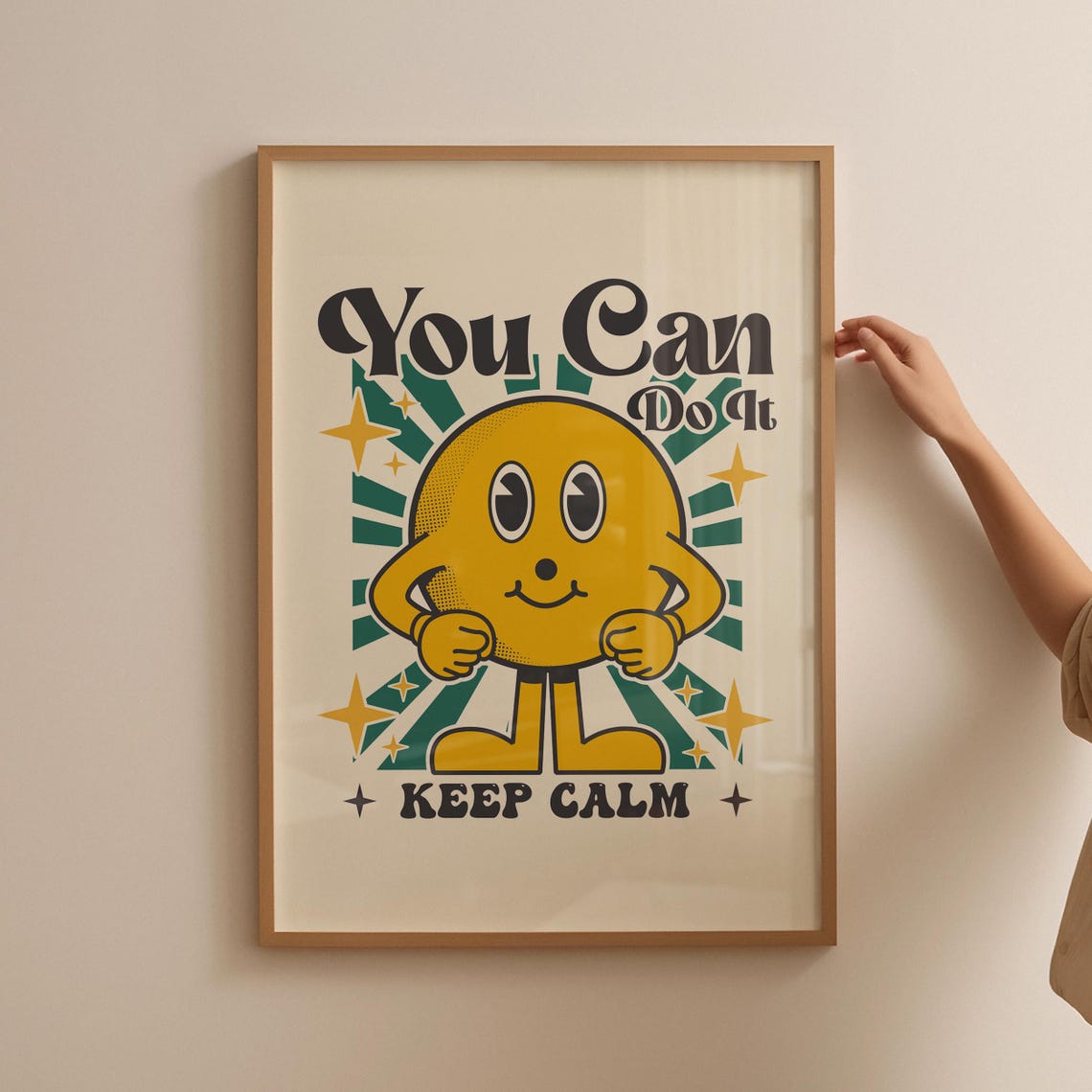 You Can Do It Keep Calm Retro Smiley Starburst Motivational Poster - Image 4