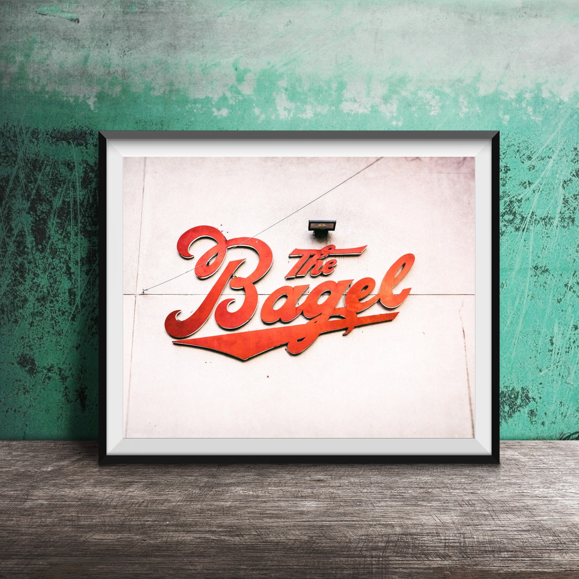The Bagel Diner Lincoln Park Chicago Red Script Wall Sign Poster