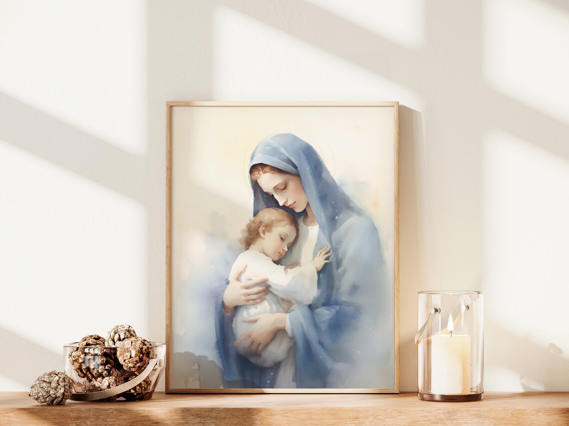 Mary and Child Jesus, Christian Prayer Art Print - Image 2