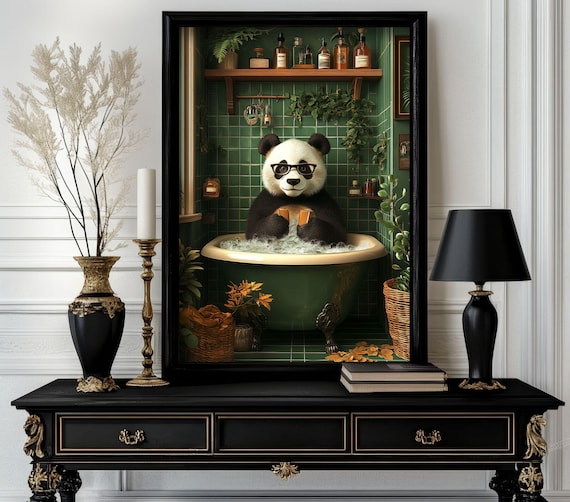 Funny Bathroom Poster Animal On Toilet Wall Art Gag Gift For Guest Quirky Decor White Elephant 54